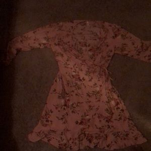 Pink flower slit dress